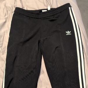 Adidas Kids Black Joggers with White Stripes